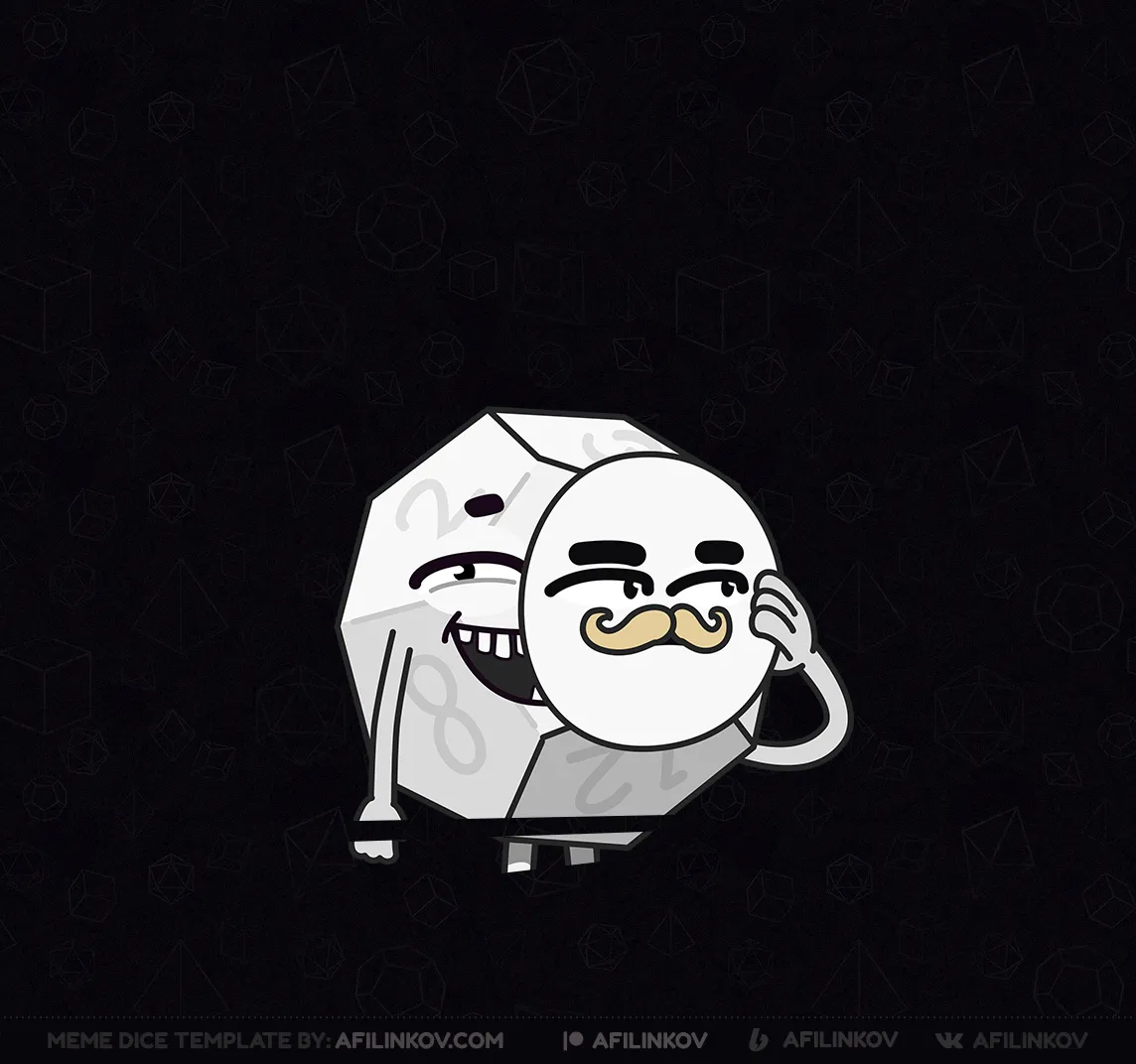 d12, trollface, mustache, neutral face, acceptable, smirk, smug, sarcastic, dnd meme