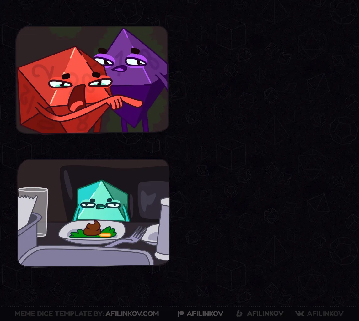 d20, d8, cat, confused cat at dinner, yelling, surprised, calming, argument, dnd meme