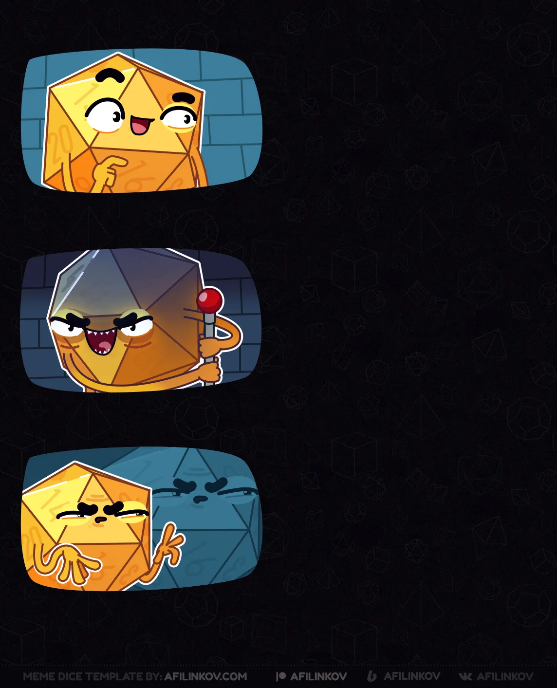 d20, surprised, curious, embarrassed, angry, mixed emotions, reaction escalation, dnd meme