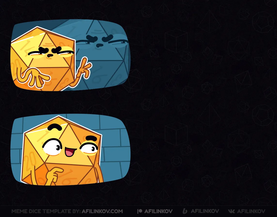 d20, curious, surprised, shy, second surprise, layered reaction, dnd meme