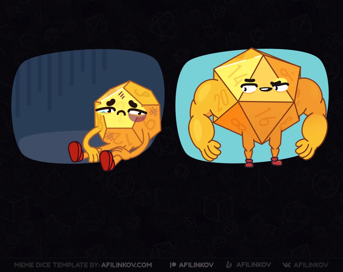 d12, d20, doge, buff doge, cheems, sad, strength difference, emotional doge meme, dnd meme